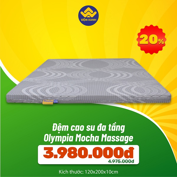 Đệm cao su đa tầng Olympia Mocha Massage