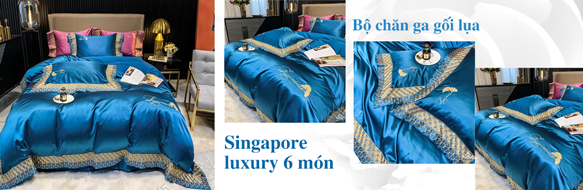 Chăn ga gối singapore lụa luxury 6 món