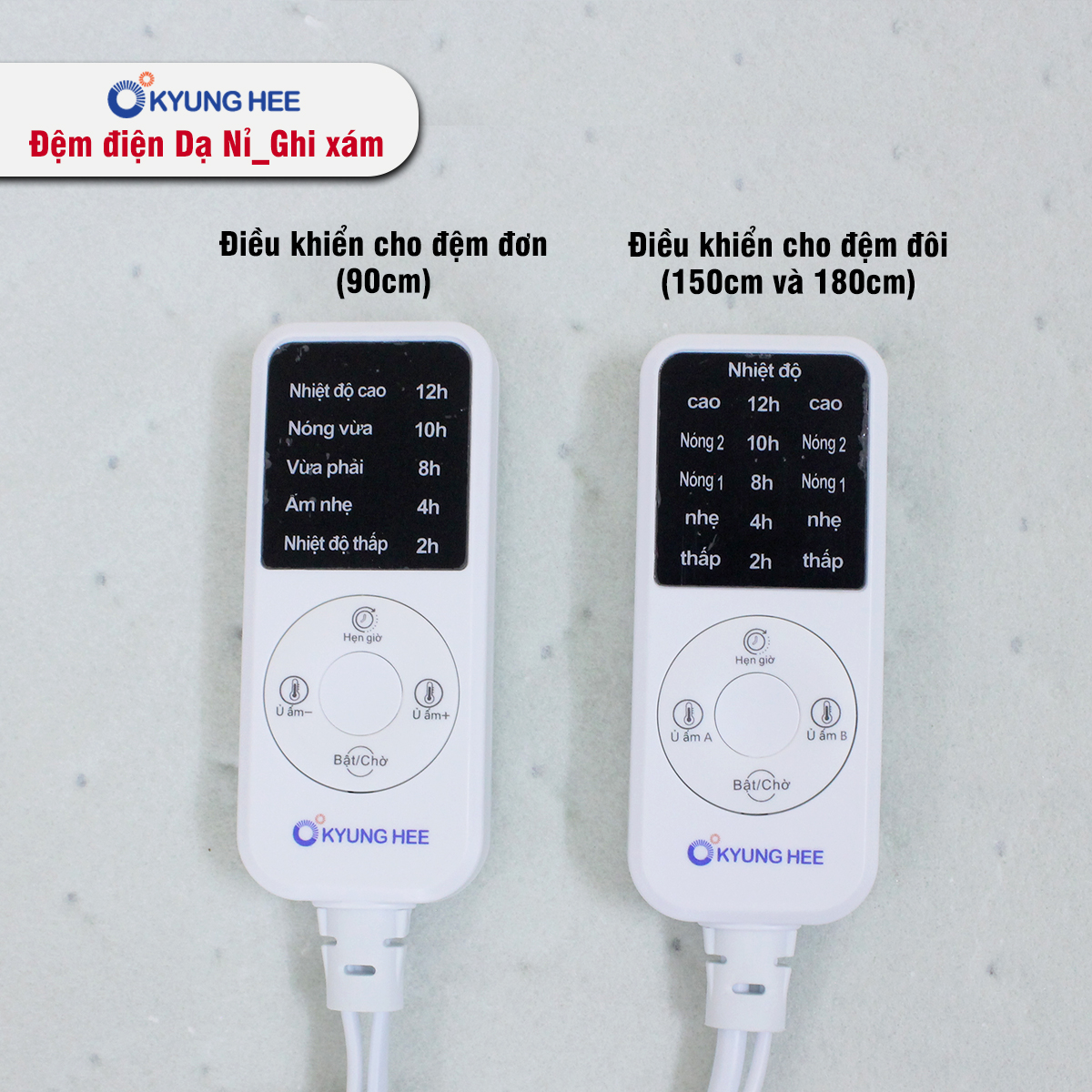 Đệm điện Kyung Hee dạ nỉ đi kèm bộ điều khiển với 5 mức nhiệt linh hoạt