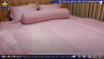 Cận cảnh| Bộ chăn ga gối khách sạn Olympia lụa viền thêu 5 món màu hồng