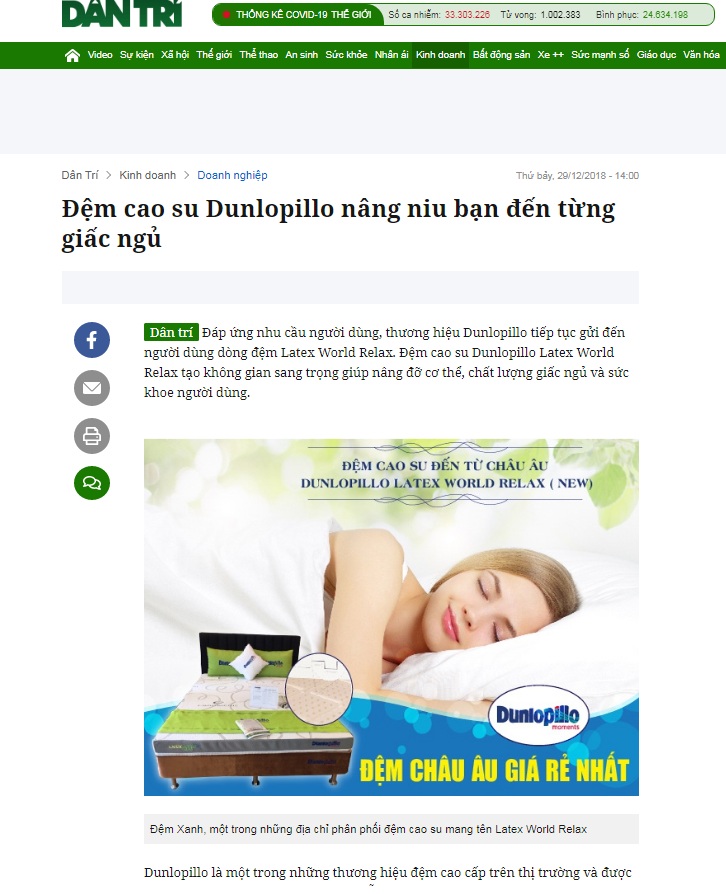 Đệm cao su Dunlopillo nâng niu bạn đến từng giấc ngủ