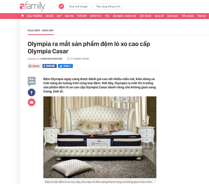 Olympia ra mắt sản phẩm đệm lò xo cao cấp Olympia Casar