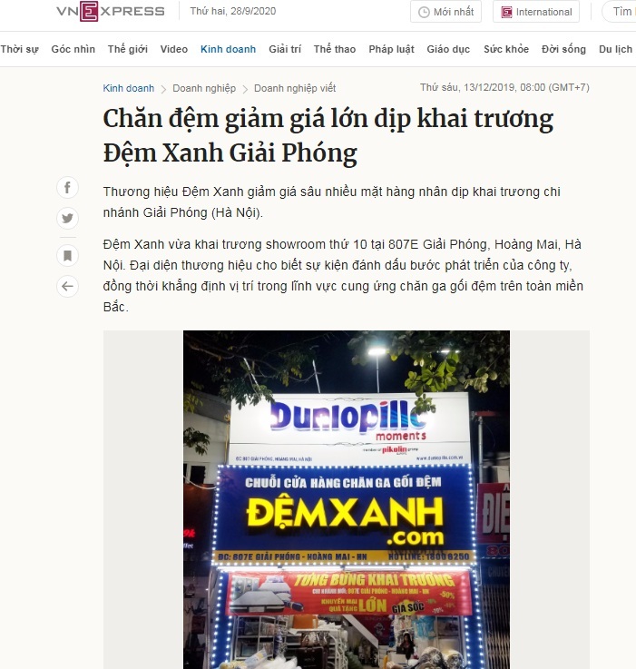 Chăn đệm giảm giá lớn dịp khai trương Đệm Xanh Giải Phóng