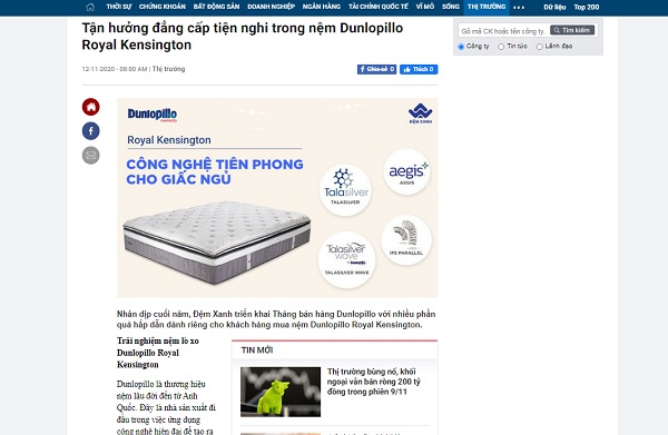 Tận hưởng đẳng cấp tiện nghi trong nệm Dunlopillo Royal Kensington