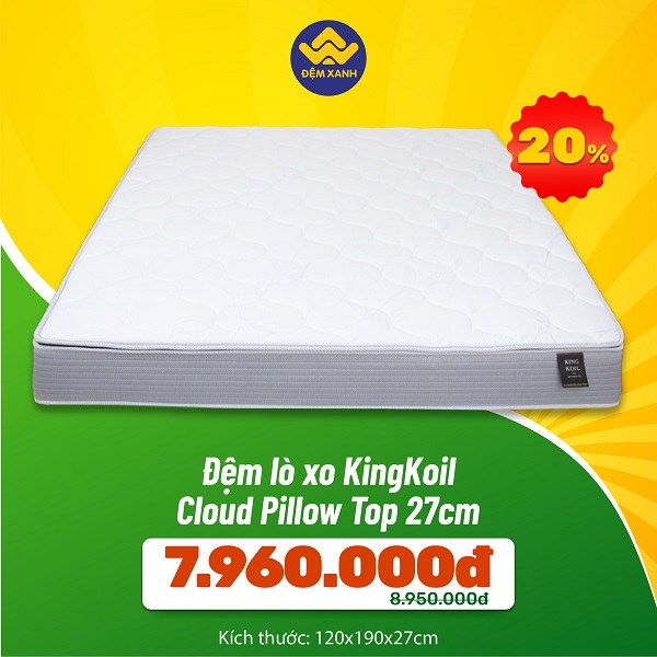 Đệm lò xo KingKoil Cloud Pillow Top 27cm