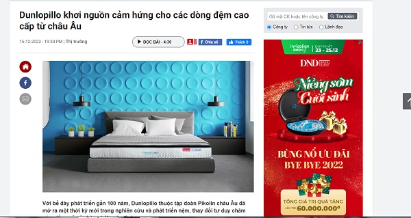 Dunlopillo khơi nguồn cảm hứng cho các dòng đệm cao cấp từ châu Âu