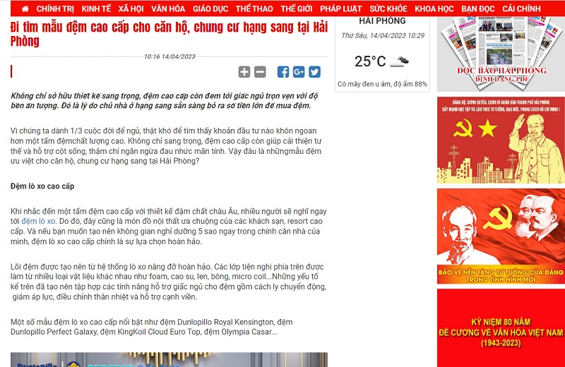 Đi tìm mẫu đệm cao cấp cho căn hộ, chung cư hạng sang tại Hải Phòng