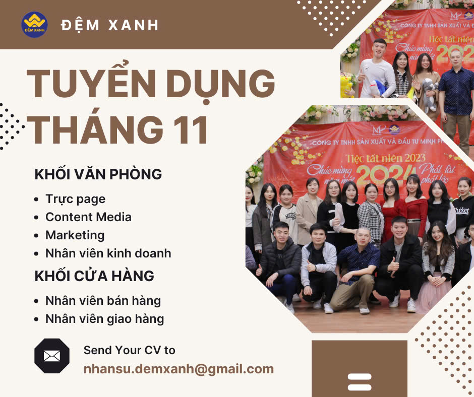 Đêm Xanh tuyển dụng Tháng 11/2024