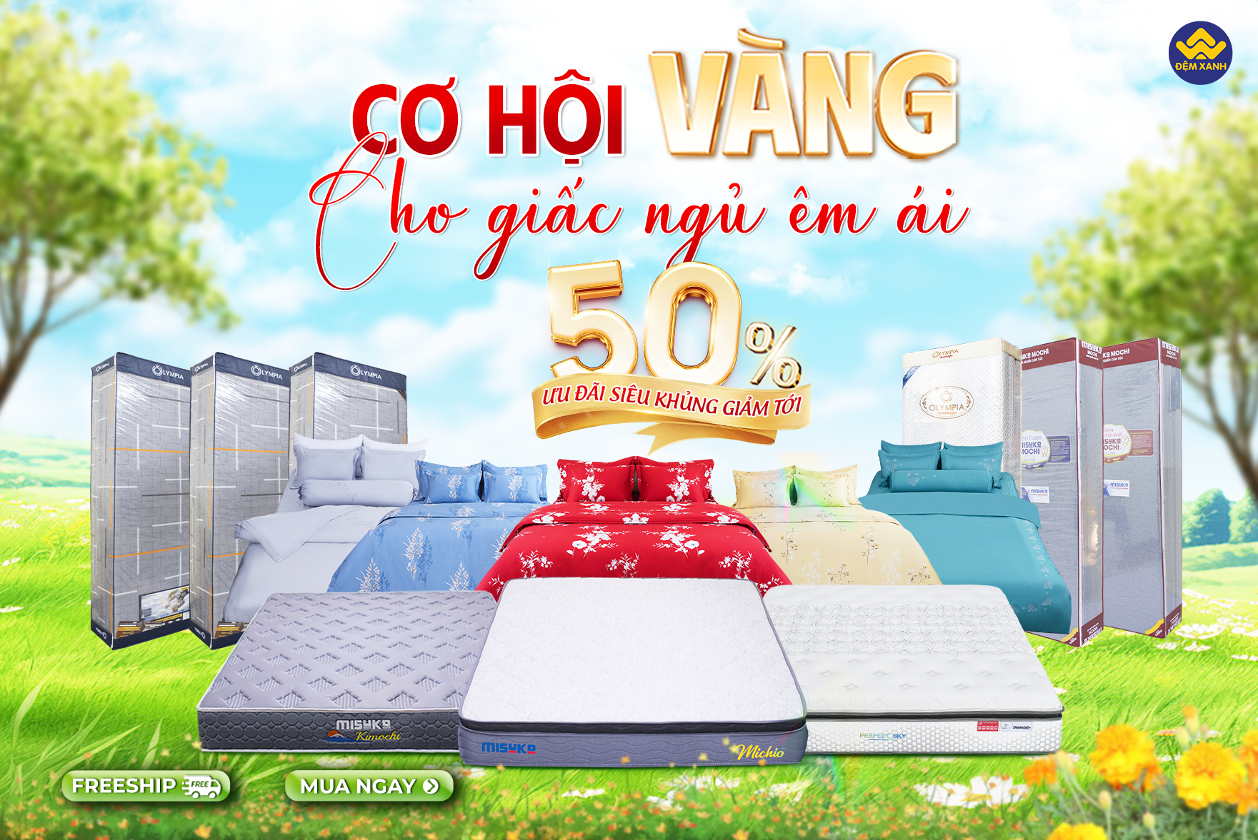 Chào hè 2025- sale đến 50% chăn ga gối đệm xịn Chào hè 2025- sale đến 50% chăn ga gối đệm xịn