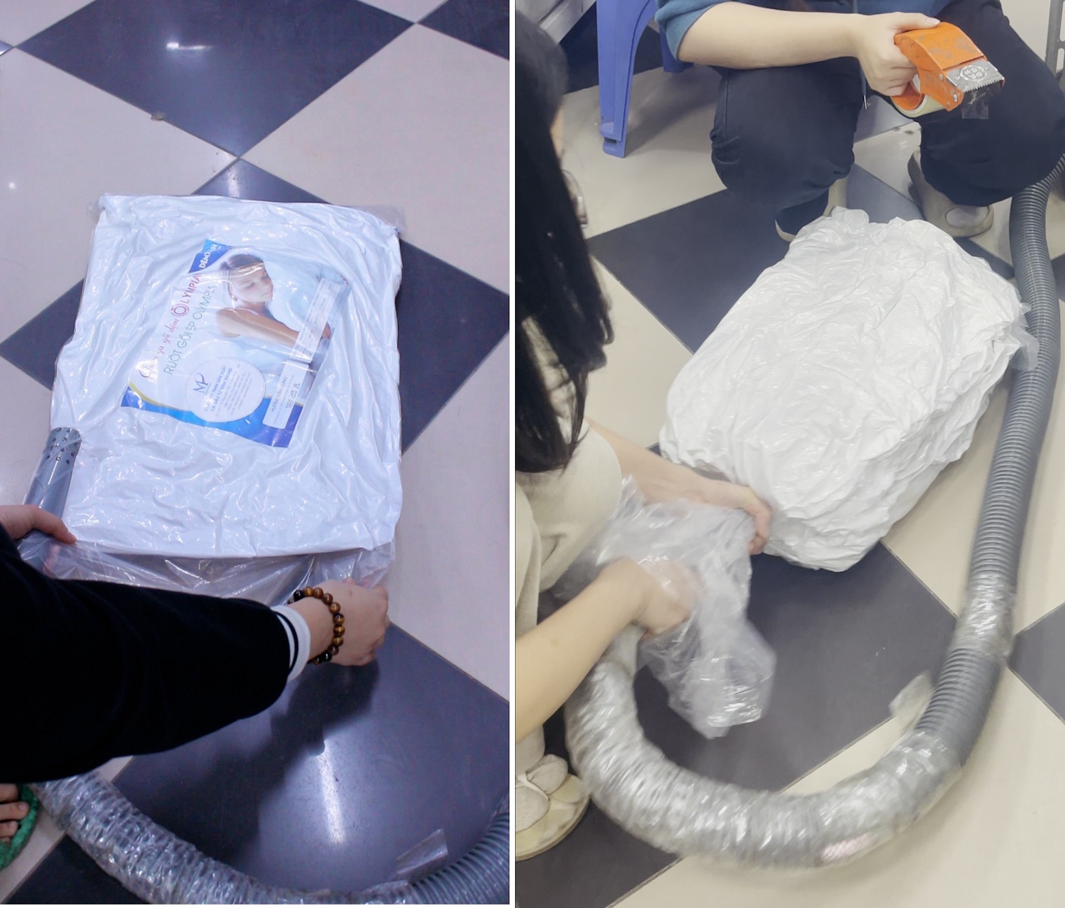 Khám phá quy trình đóng gói ruột chăn, ruột gối tại Đệm Xanh