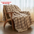 Chăn lông cáo nhân tạo Misuko Nami loang lượn sóng màu nâu nhạt 200x220cm nặng 2,7kg-7