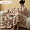 Chăn lông cáo nhân tạo Misuko Nami loang lượn sóng màu nâu nhạt 200x220cm nặng 2,7kg-6