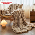 Chăn lông cáo nhân tạo Misuko Nami loang lượn sóng màu nâu nhạt 200x220cm nặng 2,7kg-5