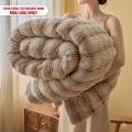 Chăn lông cáo nhân tạo Misuko Nami loang lượn sóng màu nâu nhạt 200x220cm nặng 2,7kg-4