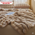 Chăn lông cáo nhân tạo Misuko Nami loang lượn sóng màu nâu nhạt 200x220cm nặng 2,7kg-1