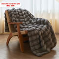 Chăn lông cáo nhân tạo Misuko Nami loang lượn sóng màu xám 200x220cm nặng 2,7kg-1