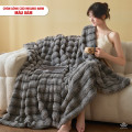 Chăn lông cáo nhân tạo Misuko Nami loang lượn sóng màu xám 200x220cm nặng 2,7kg-8