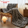 Chăn lông cáo nhân tạo Misuko Nami loang lượn sóng màu xám 200x220cm nặng 2,7kg-3