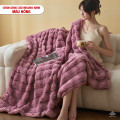 Chăn lông cáo nhân tạo Misuko Nami loang lượn sóng màu hồng 200x220cm nặng 2,7kg-4