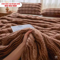 Chăn lông cáo nhân tạo Misuko Nami loang lượn sóng màu nâu đậm 200x220cm nặng 2,7kg-1