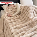 Chăn lông cáo nhân tạo Misuko Nami loang lượn sóng màu be 200x220cm nặng 2,7kg-2