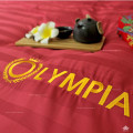 Chăn ga gối khách sạn Olympia cotton lụa 7 món màu đỏ OCL7M01-0