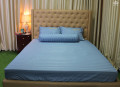 Chăn ga gối khách sạn Olympia cotton lụa 7 món xanh lam OCL7M07-4