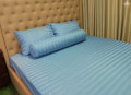 Chăn ga gối khách sạn Olympia cotton lụa 7 món xanh lam OCL7M07-8