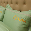 Chăn ga gối khách sạn Olympia lụa thêu 5 món màu xanh cốm-5