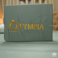 Chăn ga gối khách sạn Olympia lụa thêu 5 món màu xanh lá-4