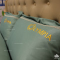 Chăn ga gối khách sạn Olympia lụa thêu 5 món màu xanh lá-23