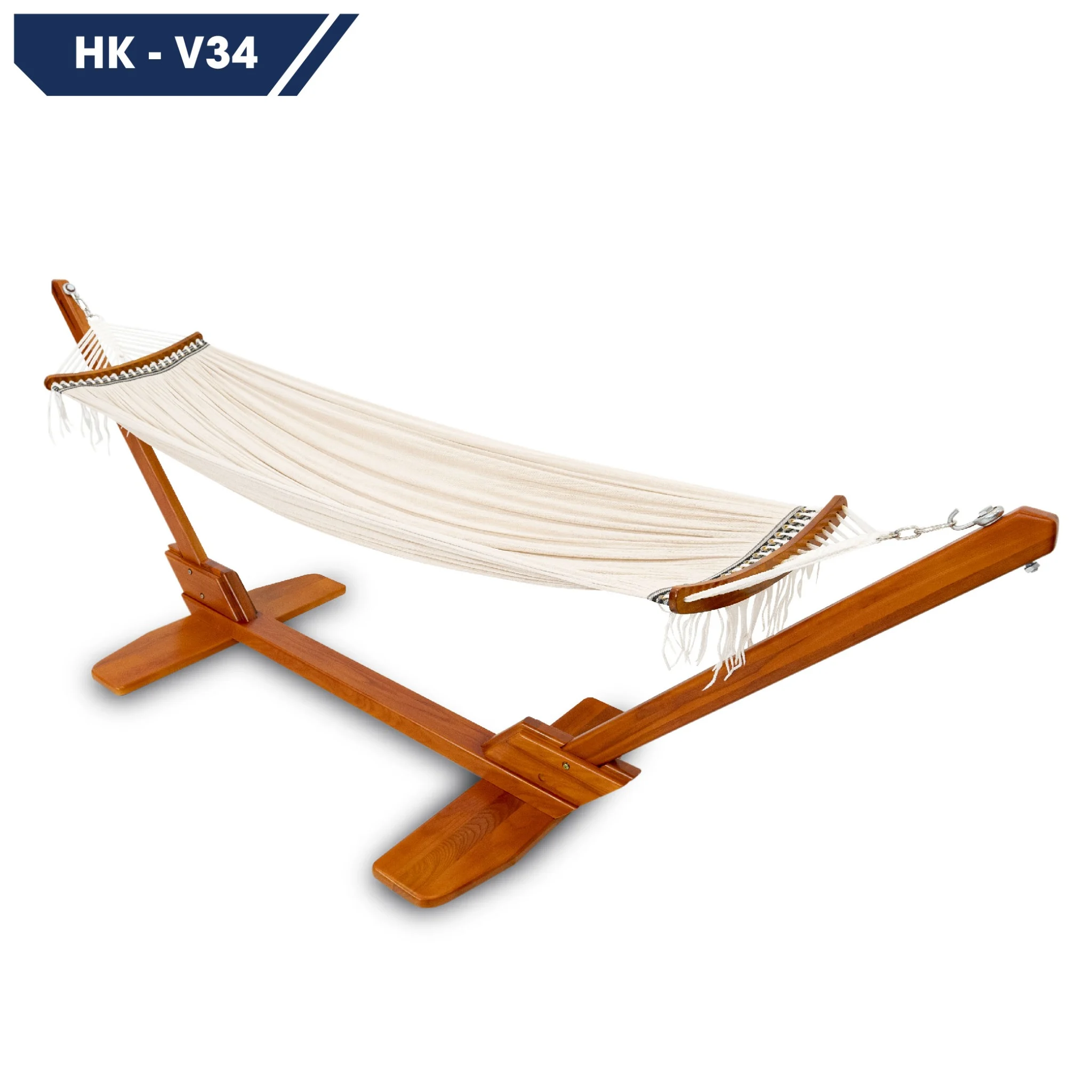 Võng gỗ sồi tự nhiên Hoàng Gia Hakawa HK-V38 (Lưới màu trắng)-1