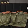 Chăn lông cừu Pháp Nicolas Luxury xanh rêu NCL2403