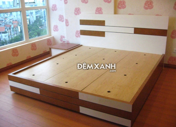 Giường gỗ MDF 03 Melamine cải sơn trắng