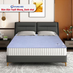 Đệm điện Hàn Quốc Kyung Hee tuyết nhung xanh nhạt