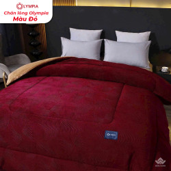 Chăn lông cừu xuất khẩu Olympia vân quạt màu đỏ