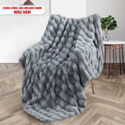 Chăn lông cáo nhân tạo Misuko Nami loang lượn sóng màu xám 200x220cm nặng 2,7kg