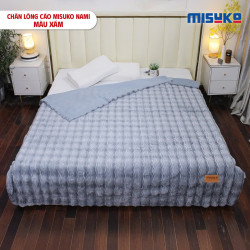 Chăn lông cáo nhân tạo Misuko Nami loang lượn sóng màu xám 200x220cm nặng 2,7kg