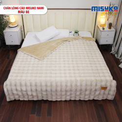 Chăn lông cáo nhân tạo Misuko Nami loang lượn sóng màu be 200x220cm nặng 2,7kg