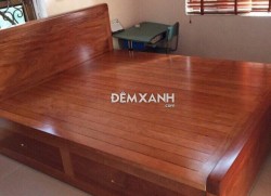 Giường gỗ xoan đào 03 có ngăn kéo