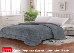Chăn lông cừu Queen - Xám cẩm thạch