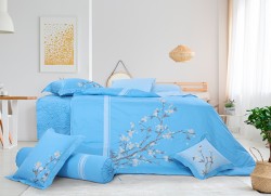Chăn ga gối Hanvico thêu Blue Sky – BS M65