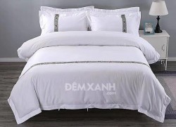 Bộ chăn ga gối khách sạn lụa thêu KSLT08