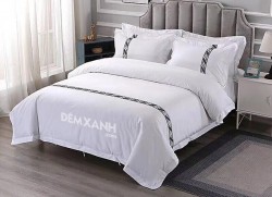 Bộ chăn ga gối khách sạn lụa thêu KSLT09