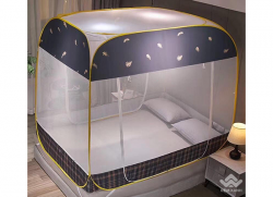 Màn chụp cao cấp 3 cửa đỉnh vuông viền màu kẻ caro