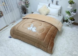 Chăn lông thỏ cao cấp màu be