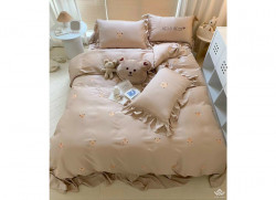 Bộ chăn ga gối gấu Teddy màu cà phê sữa