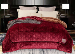 Chăn lông cừu Pháp Nicolas đỏ ruby NCL2114