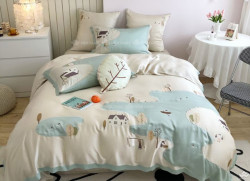 Bộ chăn ga gối tiểu thư công chúa họa tiết ngôi nhà