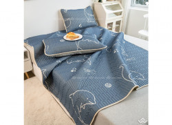 Chiếu điều hòa cao su non đa sắc xanh đậm baby shark